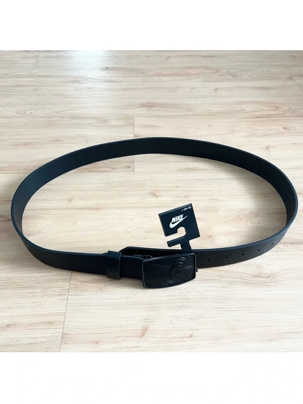 NIKE Air Jordan Golf Belt Black Faux Leather Jumpman Tread Buckle Mens L (38-40)